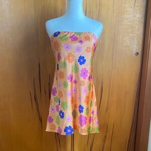 Show Me Your MuMu Taylor Tube Mini Dress Strapless Floral Satin Retro  Flower